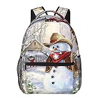 Winter Snowman 16 Inch Laptop Backpack Lightweight Casual Backpack For Man Woman Laptop Travel Daypacks