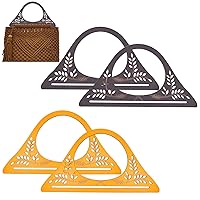 CHGCRAFT 4pcs Wood Purse Handles D-Shaped Bag Handles Classic Pattern Replacement Handle Wooden for Straws Beach Bags Canvas Handbags Making 9.8x5.3x0.2inch, Dark Brown and Orange