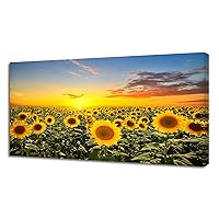 ZhongxingWL-001A50 Wall Art Canvas Painting Beautiful sunset over sunflower field 1 Piece yellow sunflower canvas Picture Poster Print Framed Ready to Hang for Living Room Bedroom Office