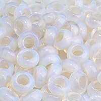 TUMBEELLUWA Natural Gemstone Beads for Jewelry Making, Rondelle Large Hole Loose Beads Pack of 15,Opalite(8x14 mm)