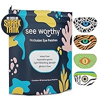 See Worthy Animal Eye Patches - Innovative Design, Smart Adhesive Technology - Breathable & Comfortable Eyepatch for Lazy Eye - Soft Eye Patches, Concave Shape & Fun Designs (48 per Box)