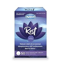 Natural Sleep Aid Pills, Rest by Hyland's, Insomnia and Stress Relief Supplement, 50 Quick-Dissolving Tablets