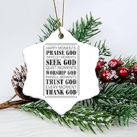 Personalized 3 Inch Happy Moments,Praise God.Difficult Moment White Ceramic Ornament Holiday Decoration Wedding Ornament Christmas Ornament Birthday for Home Wall Decor Souvenir.