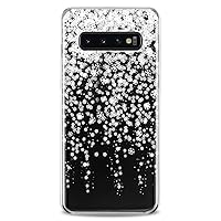 Case Compatible with Samsung S23 S22 Plus S21 FE Ultra S20+ S10 Note 20 5G S10e S9 Flexible Silicone Print Lux White Cute Snow Stars Winter Snowflakes Slim fit Frost Design Clear Kawaii Cute