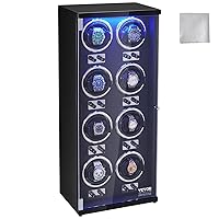 VEVOR Watch Winder, Rotating Watch Box for High-End Automatic Watches, 8 Watch Winder Case with Quiet Japanese Motors, LED Light, Adjustable Direction and Speed, Multi Modes