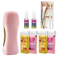Roll On Wax Kit, Hawcay Wax Warmer For Hair Removal, Depilatory Wax For Sensitive Skin,waxing Kit For Women And Men At Home,Honey And Rose Wax Roller For Larger Areas Of The Body