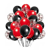 300 Pack Red and Black Balloons + red black confetti balloons 12 Inch - Black Red Balloons for Birthday Party Decorations, Wedding, Valentine's Day, Anniversary, Retirement, Congratulations