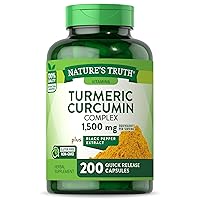 Nature's Truth Turmeric Curcumin with Black Pepper Extract | 1500mg | 200 Capsules | Non-GMO & Gluten Free Supplement