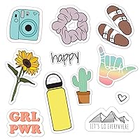 Canopy Street Let's Go Everywhere Cute VSCO Girl Stickers for Water Bottles, laptops & Cell Phones / 11 Waterproof Stickers