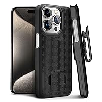 MOTIVE for iPhone 15 Pro Max Case with Belt Clip, Shell Holster Combo for Apple iPhone 15 Pro Max Holster, Slim Rugged Case, Drop Shockproof Protective Cover & Kickstand, 6.7 inch | Black