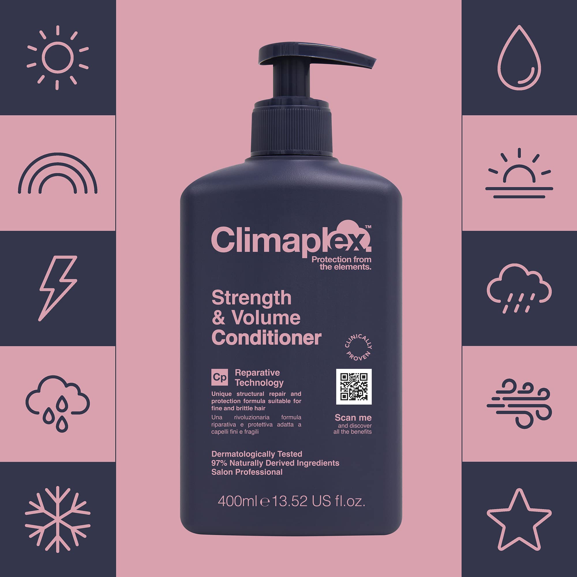 Climaplex Strength and Volume Conditioner - Moisturizing and Protective Properties - Contains Detangling Benefits - Leaves Hair Silky Smooth - Suitable for All Hair Types - Cruelty Free - 13.52 oz
