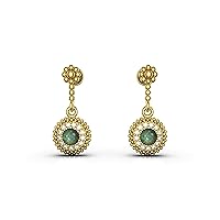 Natural Fire Opal And Cz Diamond Dangle Earrings For Womens And Girls