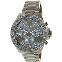 Michael Kors Wren Chronograph Blue Crystal Pave Dial Gunmetal Ion-plated WOMENS Watch MK6097