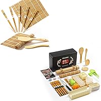 Sushi Making Kit - Delamu 27 in 1 [Parent-child] Sushi Kit, for Beginners/Pros Sushi Makers, with Bamboo Sushi Mats, Sushi Bazooka, Onigiri Mold, Rice Paddle, Sushi Knife, Guide Book & More