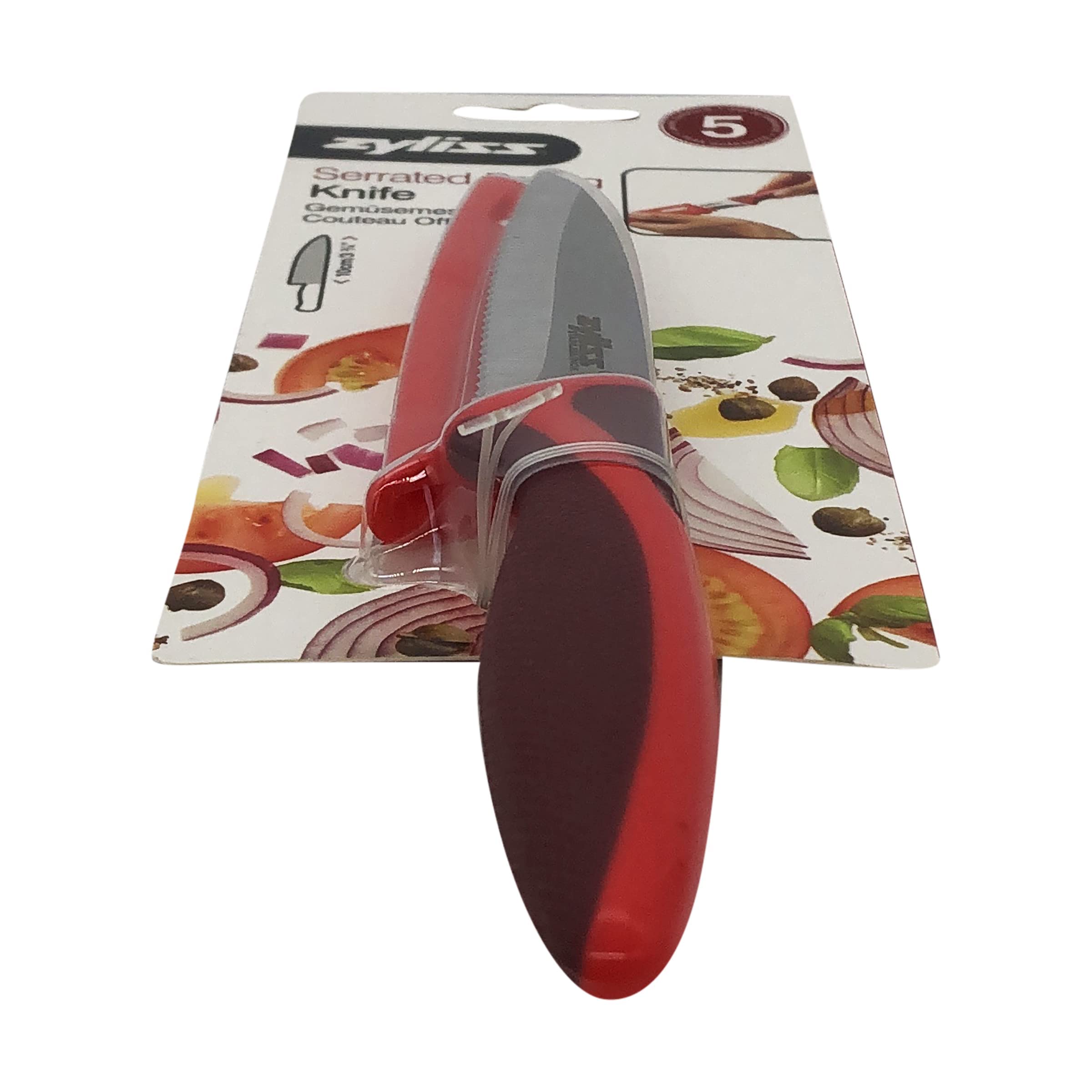 ZYLISS Serrated Paring Knife, 4-Inch Stainless Steel Blade, Red