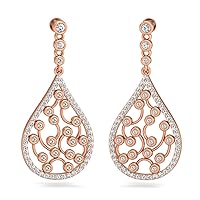 VVS Certified Bezel Setting Drop Earrings For Women 14K White/Yellow/Rose Gold With 1.64 Ctw Natural Diamond Earrings, Earrings Sets, Engagement Earrings, Wedding Earrings