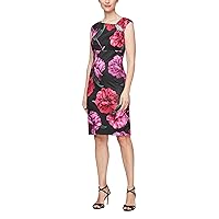 S.L. Fashions Women's Sleeveless Embellished L-Neck Short Stretch Sheath Dress