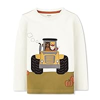 Gymboree Boys' and Toddler Fall and Holiday Embroidered Graphic Long Sleeve T-Shirts