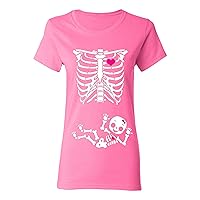 Ladies Baby Girl Skeleton Pregnant (not Maternity) DT T-Shirt