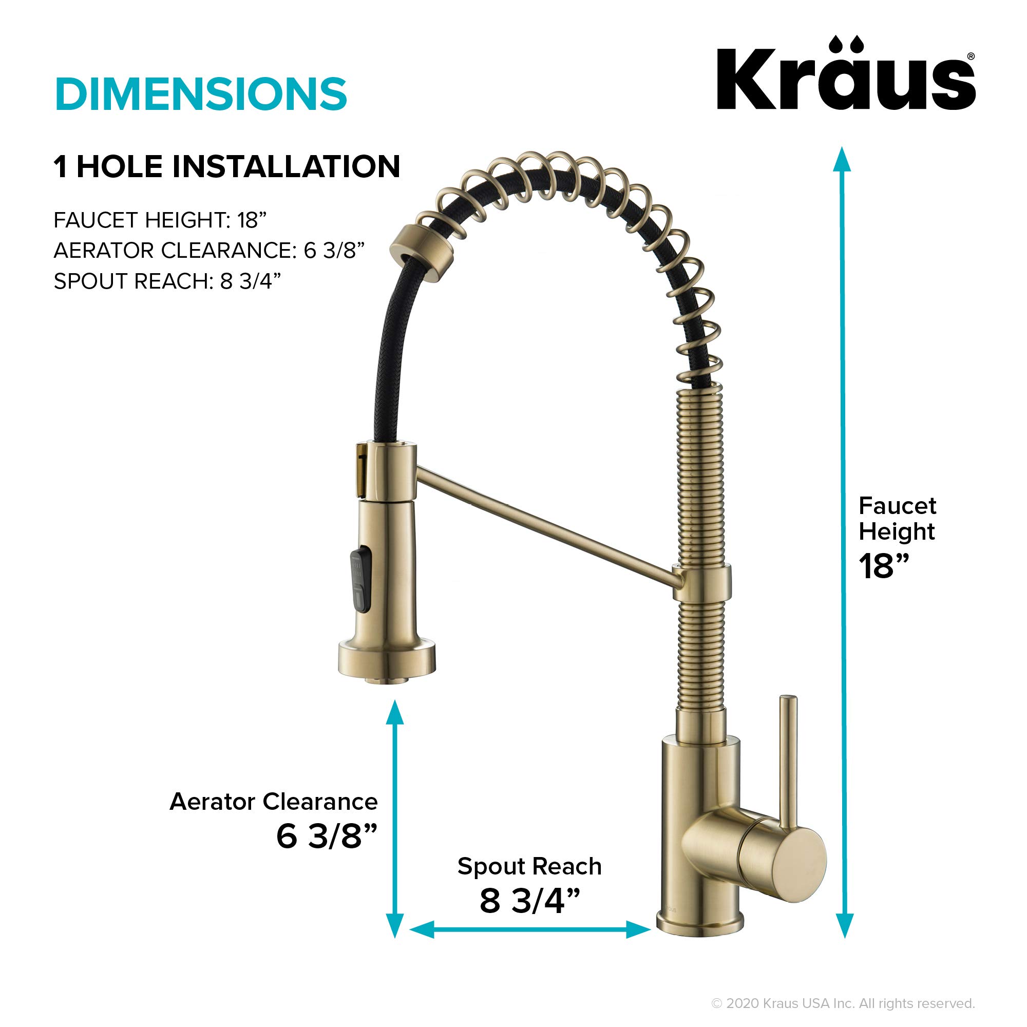 Kraus KPF-1610-FF-100SFACB Bolden Commercial Style Pull-Down Kitchen Purita Water Filter Faucet Combo, Spot Free Antique Champagne Bronze