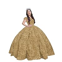 Sparkly Sequin Quinceanera Dresses Puffy Off Shoulder Sweet 15 16 Dresses Glitter Princess Long Ball Gowns for Women