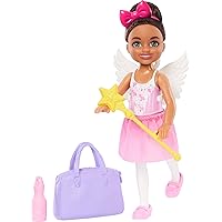 Barbie Toys, Chelsea Doll & Accessories Ballerina Set, Career Brunette Small Doll with 5 Dance-Themed Pieces Including Swan Wings