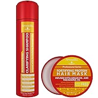 Arvazallia Fortifying Protein Hair Mask and Clarifying Shampoo with Revitalizing Essential Oils Bundle - Professional Detoxifying Shampoo and Deep Conditioner Treatments For Dry or Damaged Hair
