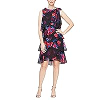 S.L. Fashions Women's Jewel-Strap Tiered Cocktail Party Dress (Petite and Regular)
