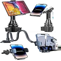Gooseneck Car Phone Holder Mount Tablet Car Cradle Cup Holder for Truck Car Heavy Duty Cupholder Base Adjustable for iPad