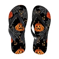 Vantaso Slim Flip Flops for Women Pumpkins Spider Web Yoga Mat Thong Sandals Casual Slippers