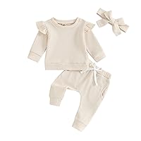 Multitrust Baby Girls Clothes Ruffled Long Sleeve Sweatshirts and Joggers Pants with Pocket Mama Mini Infant Pants Set Outfit
