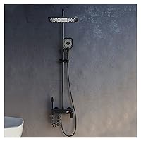 Thermostatic Shower System with Rain Shower Head and Handheld Wall Mounted, Temperature Display, High Pressure Rainfall Shower Faucet Fixture Combo Set with Bathtub Faucet and econ