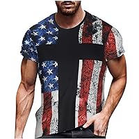 Men's American Flag Printed T Shirt Fourth of July Work Out Shirt for Men Independence Day Patriotic Shirts