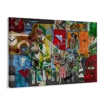 CNNLOAO Collage Artist Romare Bearden Abstract Fun Art Poster (6) Canvas Poster Wall Art Decor Print Picture Paintings for Living Room Bedroom Decoration Frame-style 10x8inch(25x20cm)