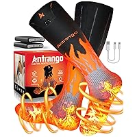 Rechargeable Heated Socks for Whole Sole, Toes and Instep, 5000 mAh Battery Powered Warm Socks for Up to 10 Hours, L Size Thermal Heated Skiing Socks Women and Men for Camping|Hiking|Hunting|Unisex