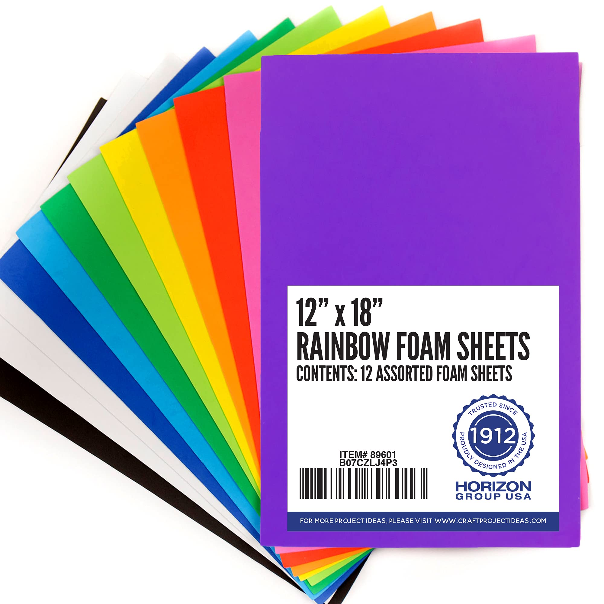 Horizon Group USA Rainbow Foam Sheets, 12