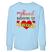 TEEAMORE Valentines Day My Heart Belongs to Daddy Loved Father Toddler Girl Boy Long Sleeve Shirt