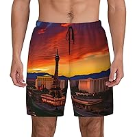 Las Vegas Sunset Mens Swim Trunks - Beach Shorts Quick Dry with Pockets Shorts Fit Hawaii Beach Swimwear Bathing Suits