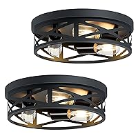 13 inch Black Flush Mount Ceiling Light Fixture, 3-Light, Close to Ceiling, Ideal for Hallway, Kitchen, Farmhouse, Bedroom