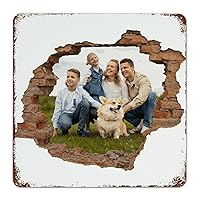 Family Photo 3D Cracked' Broken Hole 12x12 Inch Metal Sign Personalized Outdoor Shop House Wall Decor Garage Signs Sweet Families Collage Frame Tin Signs for Garden