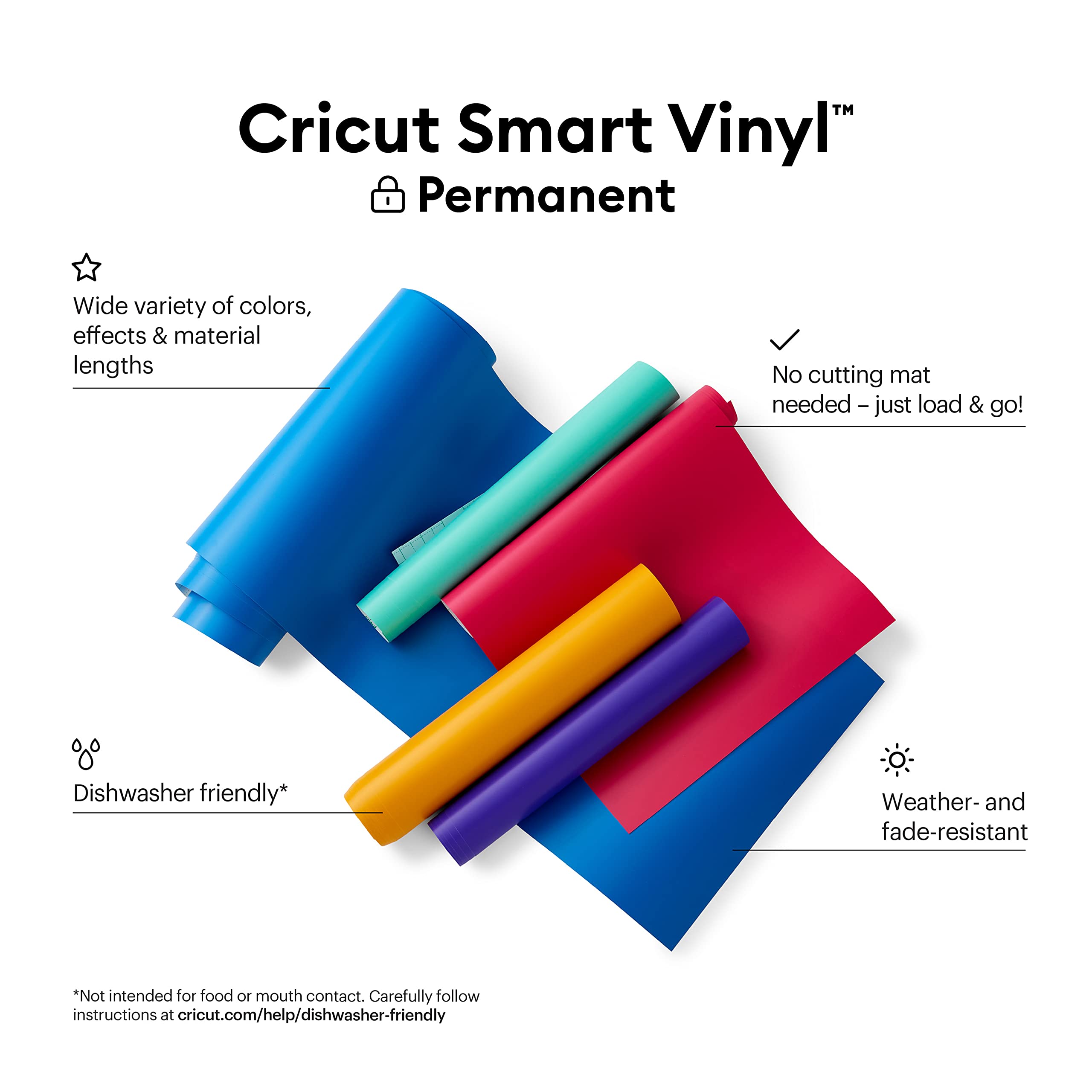 Cricut Smart Permanent Vinyl (13in x 3ft, Red) for Explore and Maker 3 - Matless cutting for long cuts up to 12ft