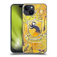 Head Case Designs Officially Licensed Harry Potter Hufflepuff Pattern Deathly Hallows XIII Hard Back Case Compatible with Apple iPhone 15