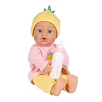 Adora Soft & Cuddly Sweet Baby Pineapple, Amazon Exclusive 11” Adorable Baby Doll with Bright Blue Eyes and Blonde Painted Hair, Includes Baby Doll Bottle, Beanie and Pink Jersey Knit Top