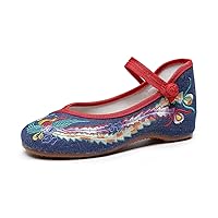 TRC Low Heeled Women's Shoes Single Shoes with Cow Tendon Soles Embroidered Cloth Shoes Ethnic Style Canvas Wedding Shoes