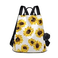 ALAZA Sunflower Polka Dot Floral Backpack Purse for Women Anti Theft Fashion Back Pack Shoulder Bag