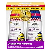 Kids Cough + Immune Day/Night Value Pack for Children 2-6 with Dark Honey, Vitamin D & Zinc, 1 Pediatrician Recommended, Drug & Alcohol-Free, Mixed Berry Flavor, 2x4FL Oz