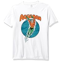 DC Comics Justice League Aquaman Swims Boy's Premium Solid Crew Tee, White, Youth X-Small