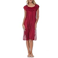 Ezi Satin Nightgowns for Women - Soft & Breathable Knee-Length Night Gowns - Adult Womens Nightgown M - Plus Size,XL,Red