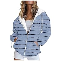 Women's Casual Basic Hoodie Sweatshirts Oversized Zip Up Hoodie Jackets Fleece Y2k Trendy Clothes With Pocket