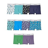 Fruit of the Loom Toddler Boys Print Solid Boxer Briefs 10 Pack, 4T/5T Assorted